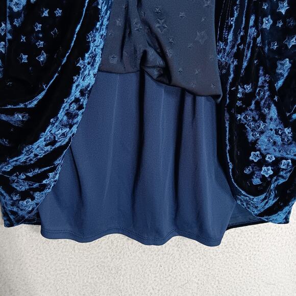 Jessy B Velour Skirt 1X Dark Blue Embossed with Stars All Over Pockets Pullon - Picture 4 of 7